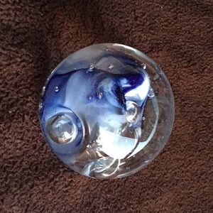 Blue and clear paperweight